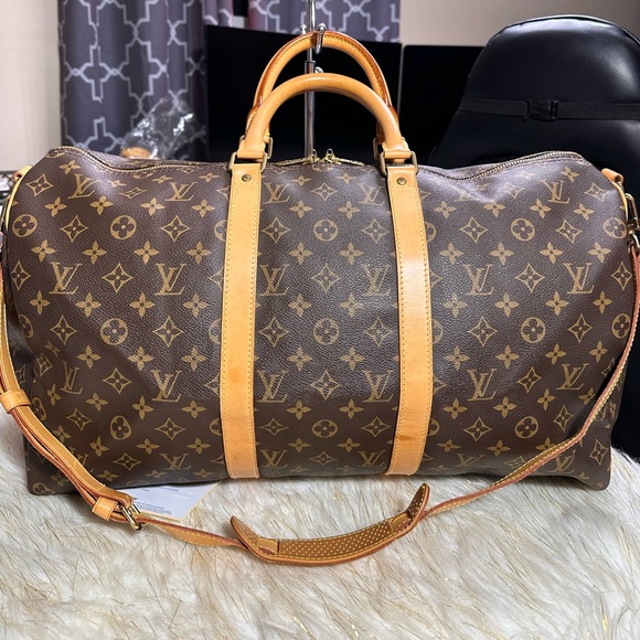 Louis Vuitton Keepall bandolier 50 2ways with strap Carryall Carryon w/ cert - Picture 5 of 16